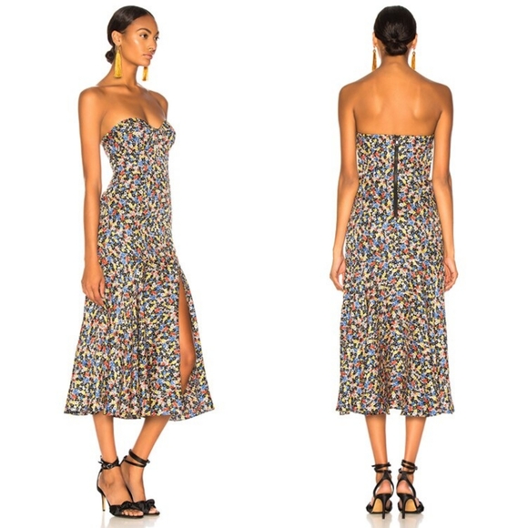 Veronica Beard Annika Floral Print Strapless Dress - Picture 2 of 9